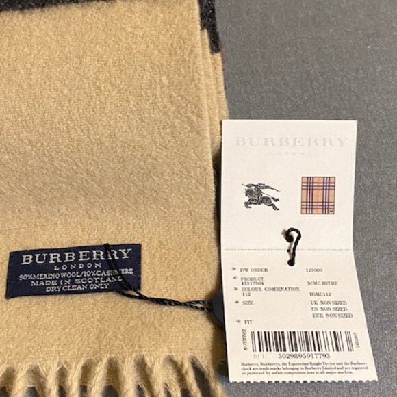 Burberry black, red, and tan, colored scarf. Made in Scotland. NWOT - Picture 3 of 4